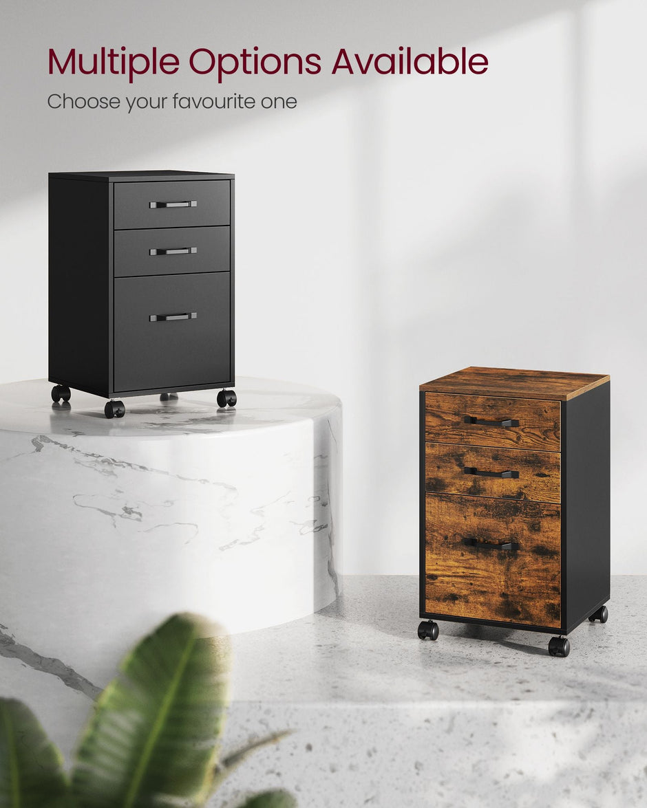 Rolling File Cabinet – Metal – Ink Black – 3 Drawers with Wheels