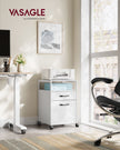File Cabinet – Steel – Cloud White – 2 Drawers with Open Compartment and Wheels