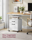 File Cabinet – Steel – Cloud White – 2 Drawers with Open Compartment and Wheels