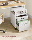 File Cabinet – Steel – Cloud White – 2 Drawers with Open Compartment and Wheels