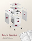 File Cabinet – Steel – Cloud White – 2 Drawers with Open Compartment and Wheels