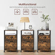 Filing Cabinet – Steel – Rustic Brown and Black – 2 Lockable Drawers with Castors and Open Shelf