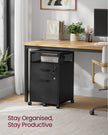 Mobile File Cabinet – Steel – Ink Black – 2 Lockable Drawers, Casters and Open Shelf
