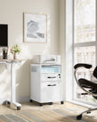 Filing Cabinet – Steel – Cloud White – 2 Lockable Drawers, Open Shelf, Mobile Design