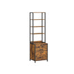 3-Drawer Filing Cabinet – Steel – Rustic Brown – Height-Adjustable Open Shelves
