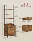 3-Drawer Filing Cabinet – Steel – Rustic Brown – Height-Adjustable Open Shelves