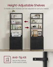 Filing Cabinet – Steel – Ebony Black – Height-Adjustable Open Shelves with 3 Drawers