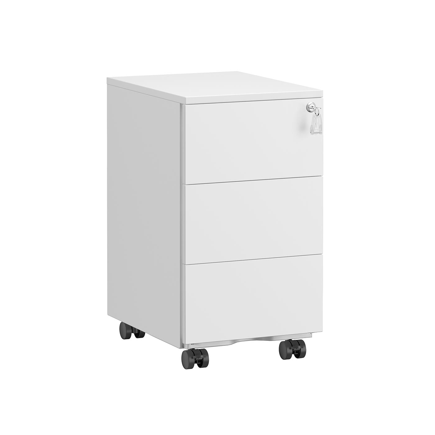 Mobile File Cabinet – Wood – Matte White – Pre-Assembled, 3 Lockable Drawers