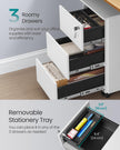 Mobile File Cabinet – Wood – Matte White – Pre-Assembled, 3 Lockable Drawers
