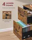 Filing Cabinet – Engineered Wood – Cloud White – 4 Lockable Drawers with Adjustable Hanging Rail