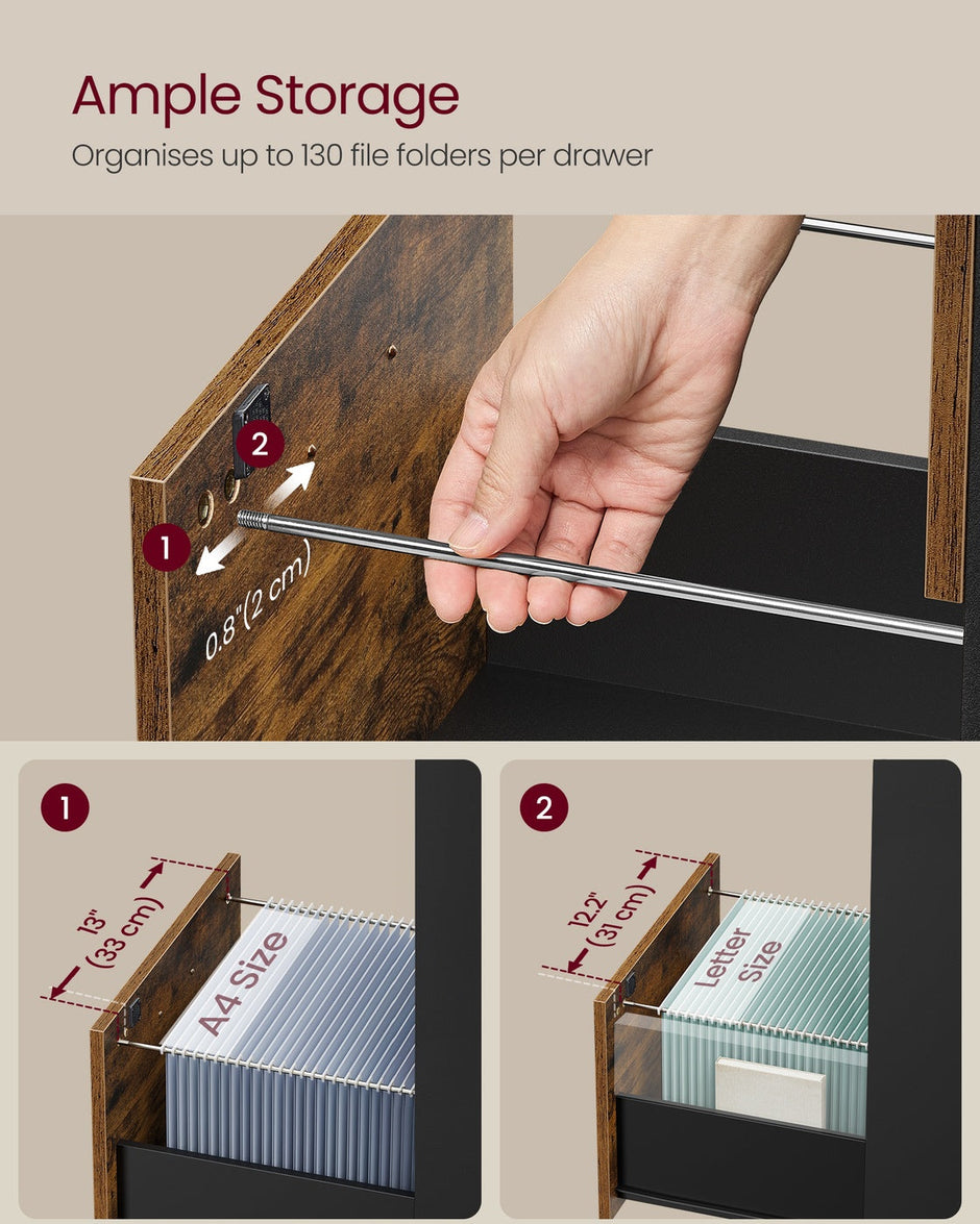 Filing Cabinet – Engineered Wood – Cloud White – 4 Lockable Drawers with Adjustable Hanging Rail