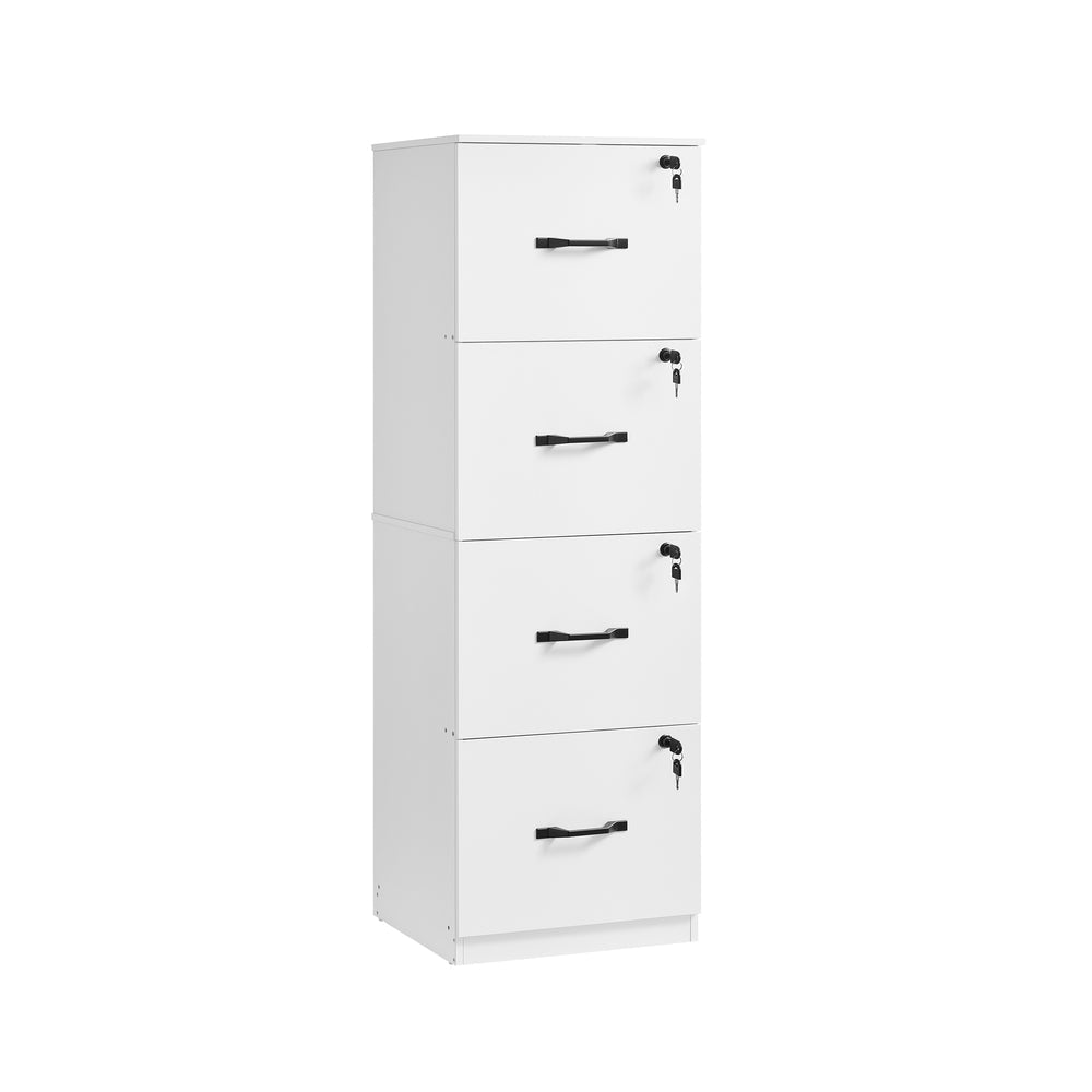 Filing Cabinet – Wood – Cloud White – Lockable with Adjustable Hanging Rail