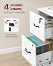 Filing Cabinet – Wood – Cloud White – Lockable with Adjustable Hanging Rail