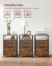 File Cabinet – Steel – Rustic Brown and Black – Rolling with Open Compartment and Stable Frame