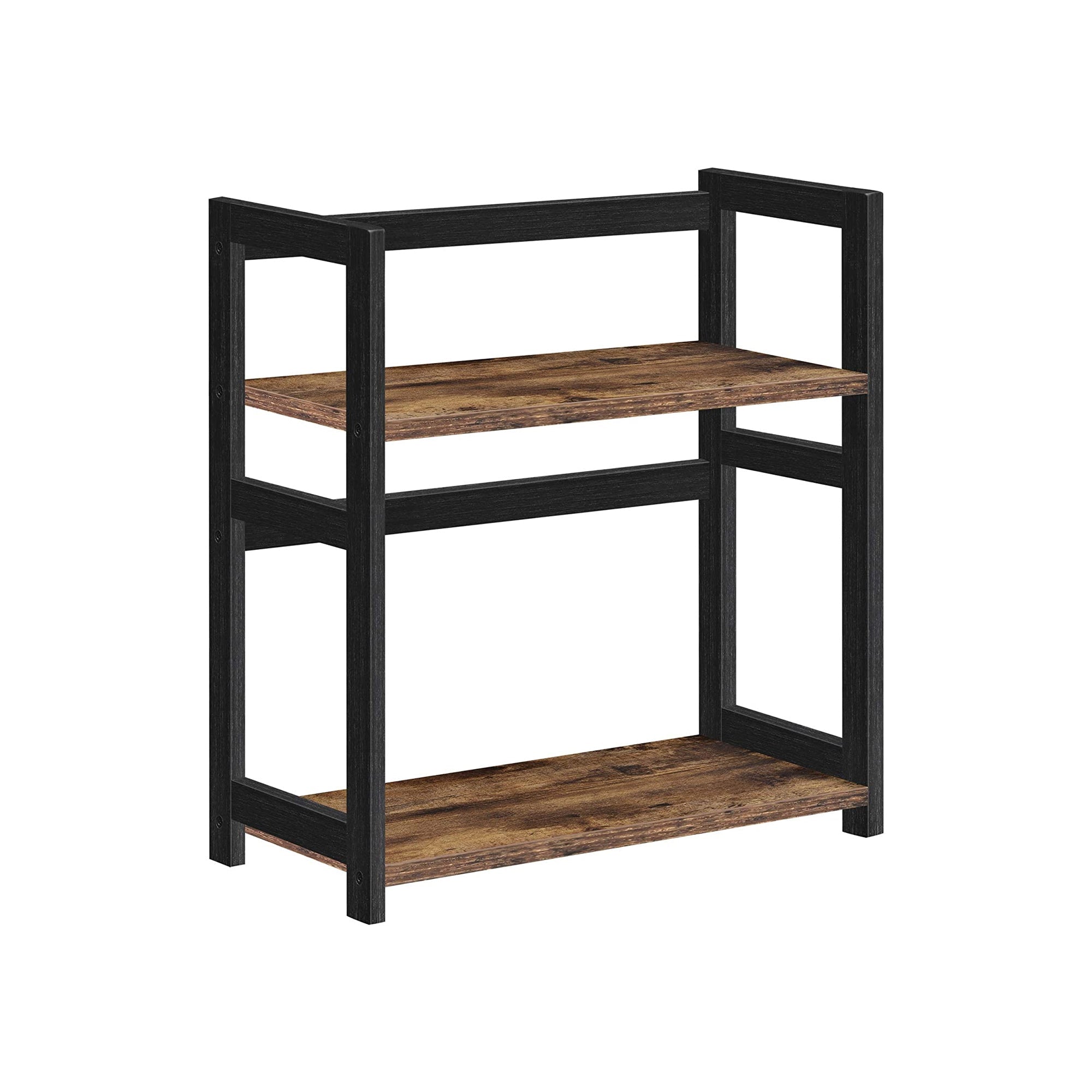 2-Tier Countertop Spice Rack – Bamboo – Rustic Brown and Black – Desktop Organizer for Kitchen and Dining Room