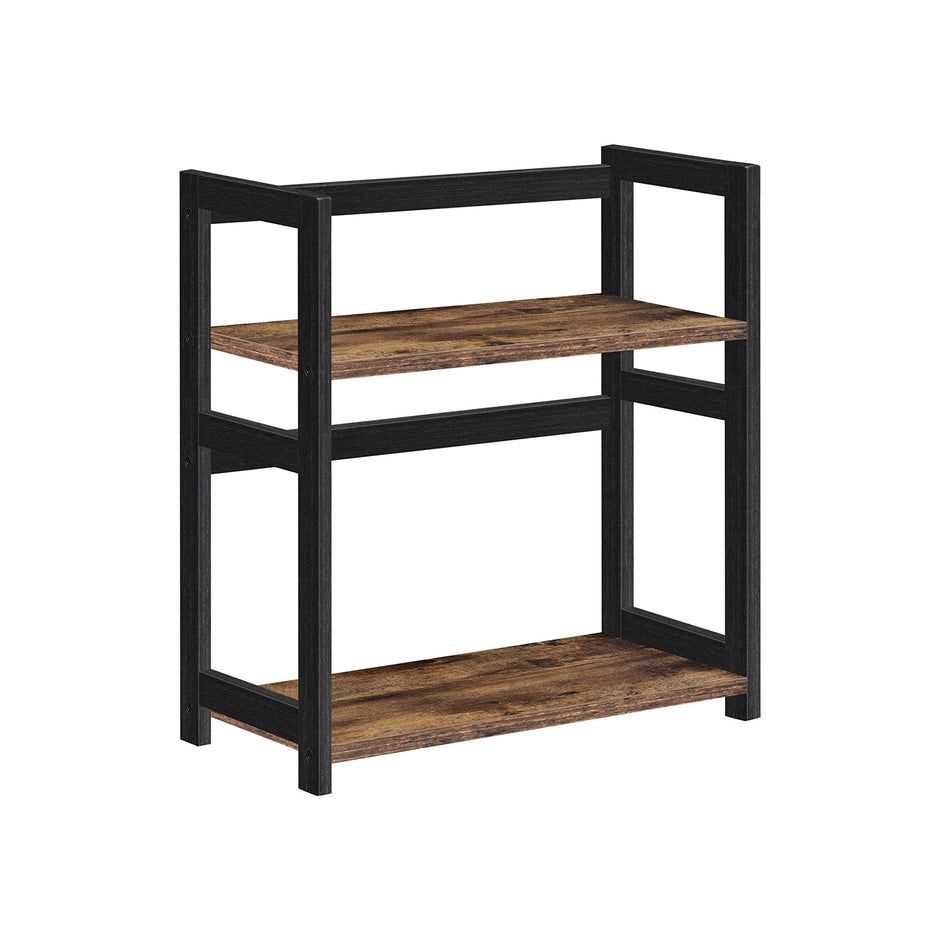 2-Tier Countertop Spice Rack – Bamboo – Rustic Brown and Black – Desktop Organizer for Kitchen and Dining Room