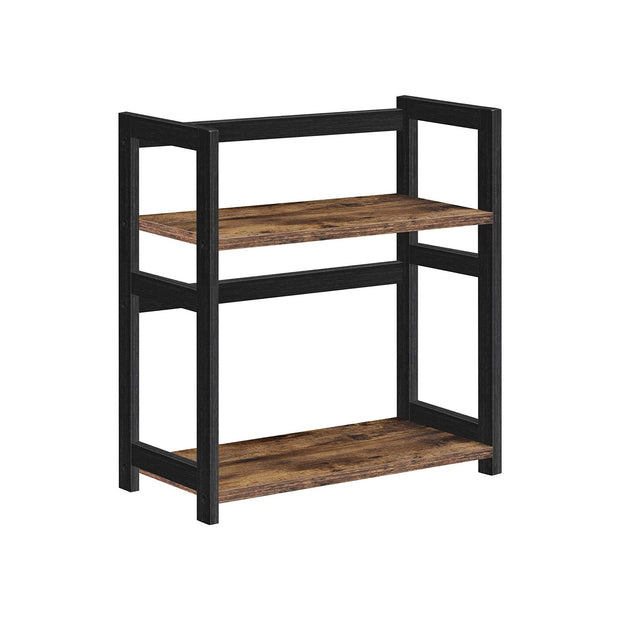 2-Tier Countertop Spice Rack – Bamboo – Rustic Brown and Black – Desktop Organizer for Kitchen and Dining Room