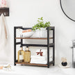 2-Tier Countertop Spice Rack – Bamboo – Rustic Brown and Black – Desktop Organizer for Kitchen and Dining Room
