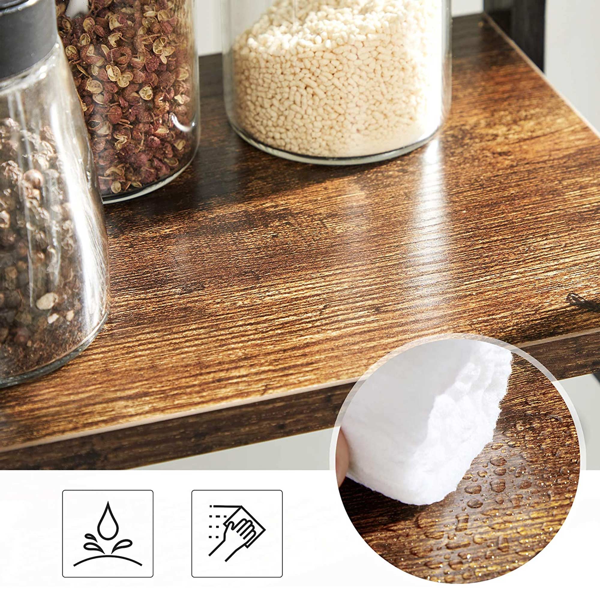2-Tier Countertop Spice Rack – Bamboo – Rustic Brown and Black – Desktop Organizer for Kitchen and Dining Room