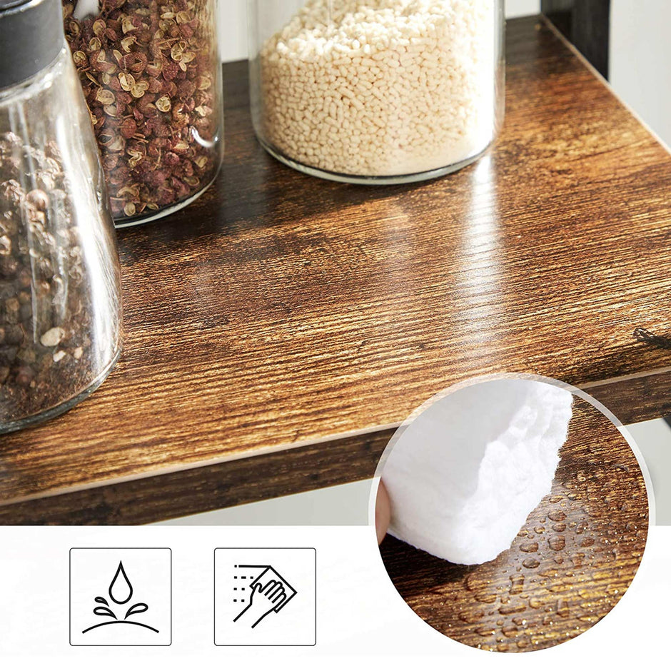 2-Tier Countertop Spice Rack – Bamboo – Rustic Brown and Black – Desktop Organizer for Kitchen and Dining Room