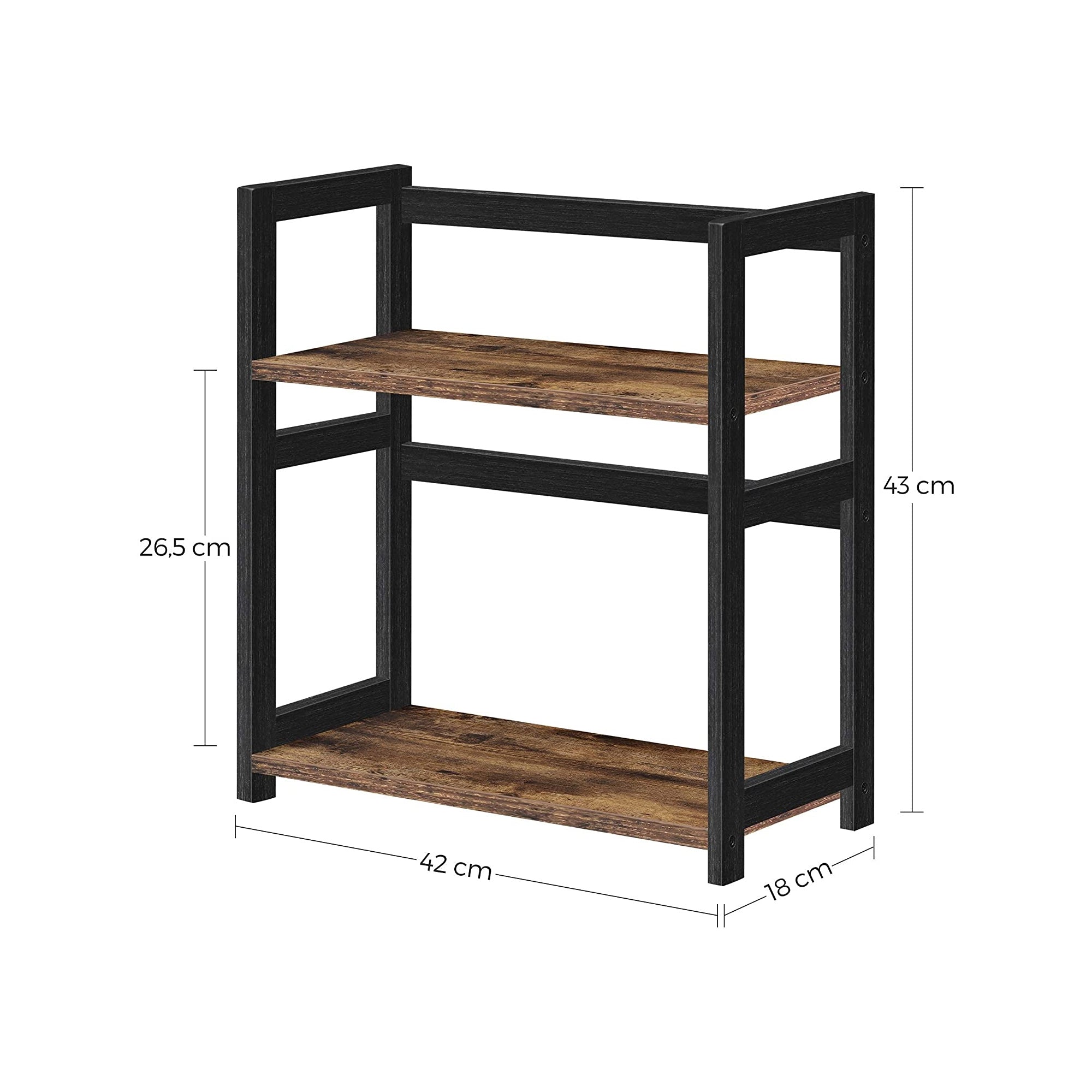 2-Tier Countertop Spice Rack – Bamboo – Rustic Brown and Black – Desktop Organizer for Kitchen and Dining Room
