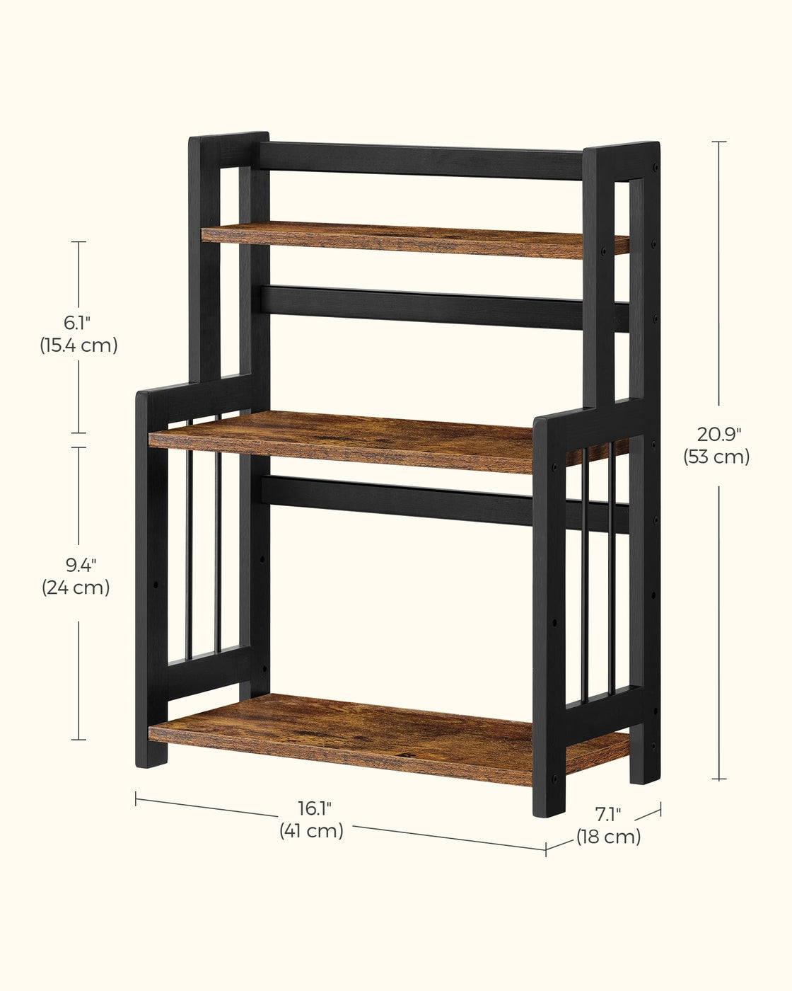 3 Tier Storage Rack – Bamboo – Natural – Multi-Purpose Countertop Organizer for Kitchen, Dining Room, or Office