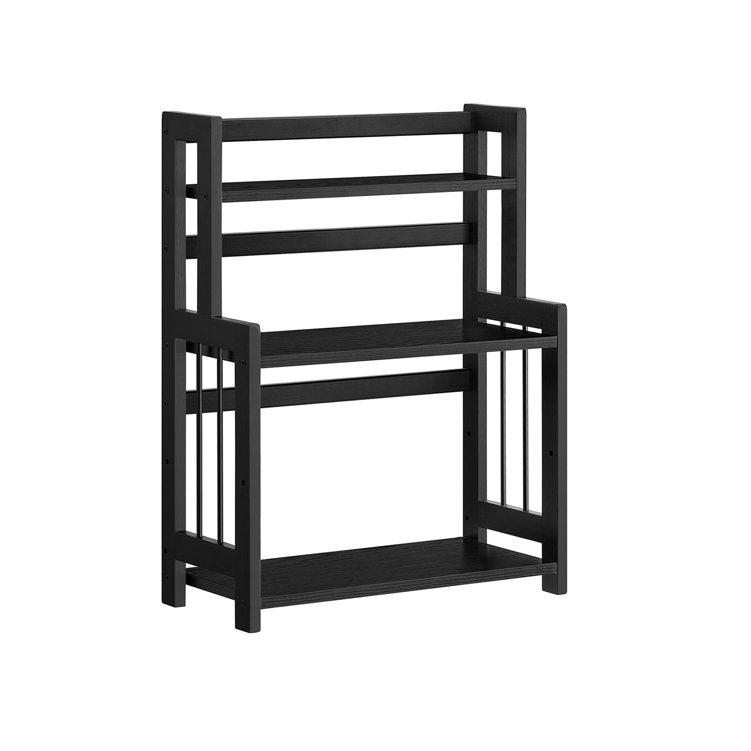3-Tier Countertop Spice Rack – Bamboo – Ebony Black – Desktop Organizer for Kitchen and Office
