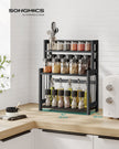 3-Tier Countertop Spice Rack – Bamboo – Ebony Black – Desktop Organizer for Kitchen and Office