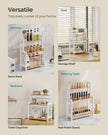 3-Tier Countertop Spice Rack – Bamboo – Natural Oak – Desktop Organiser for Kitchen and Office