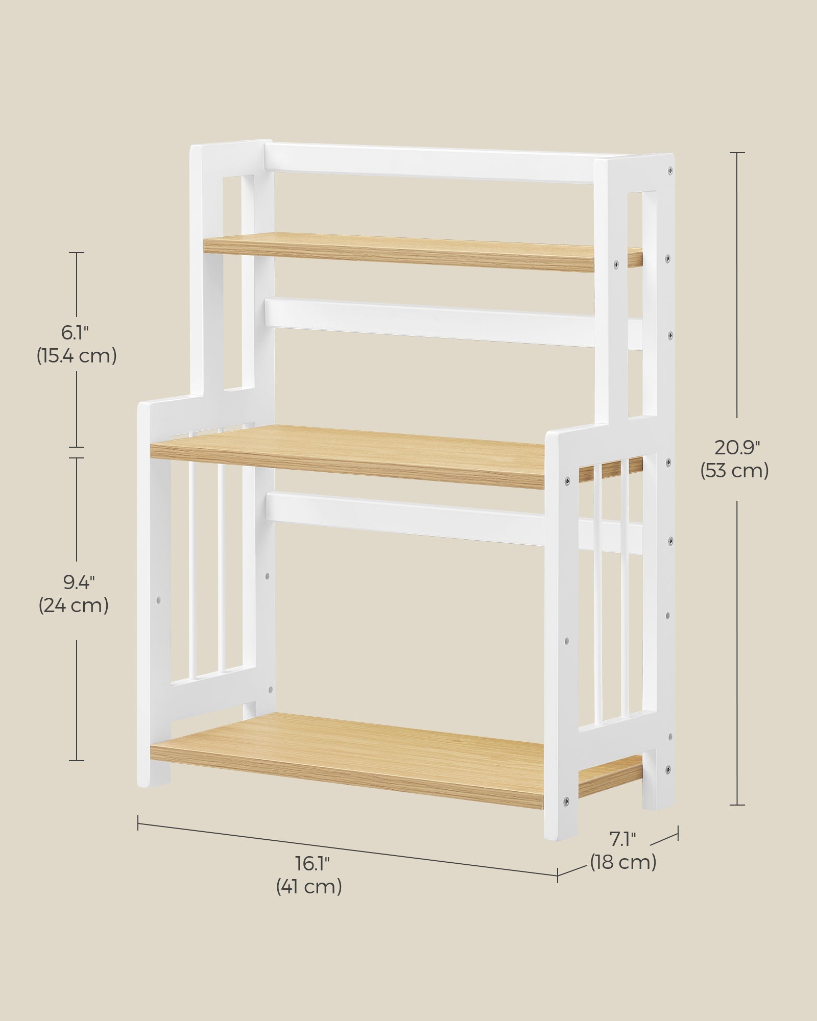 3-Tier Countertop Spice Rack – Bamboo – Natural Oak – Desktop Organiser for Kitchen and Office