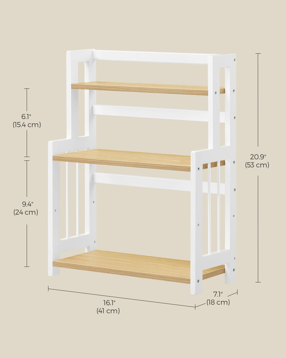 3-Tier Countertop Spice Rack – Bamboo – Natural Oak – Desktop Organiser for Kitchen and Office