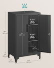 Multipurpose Steel File Cabinet – Steel – Ink Black – Lockable with Shelves