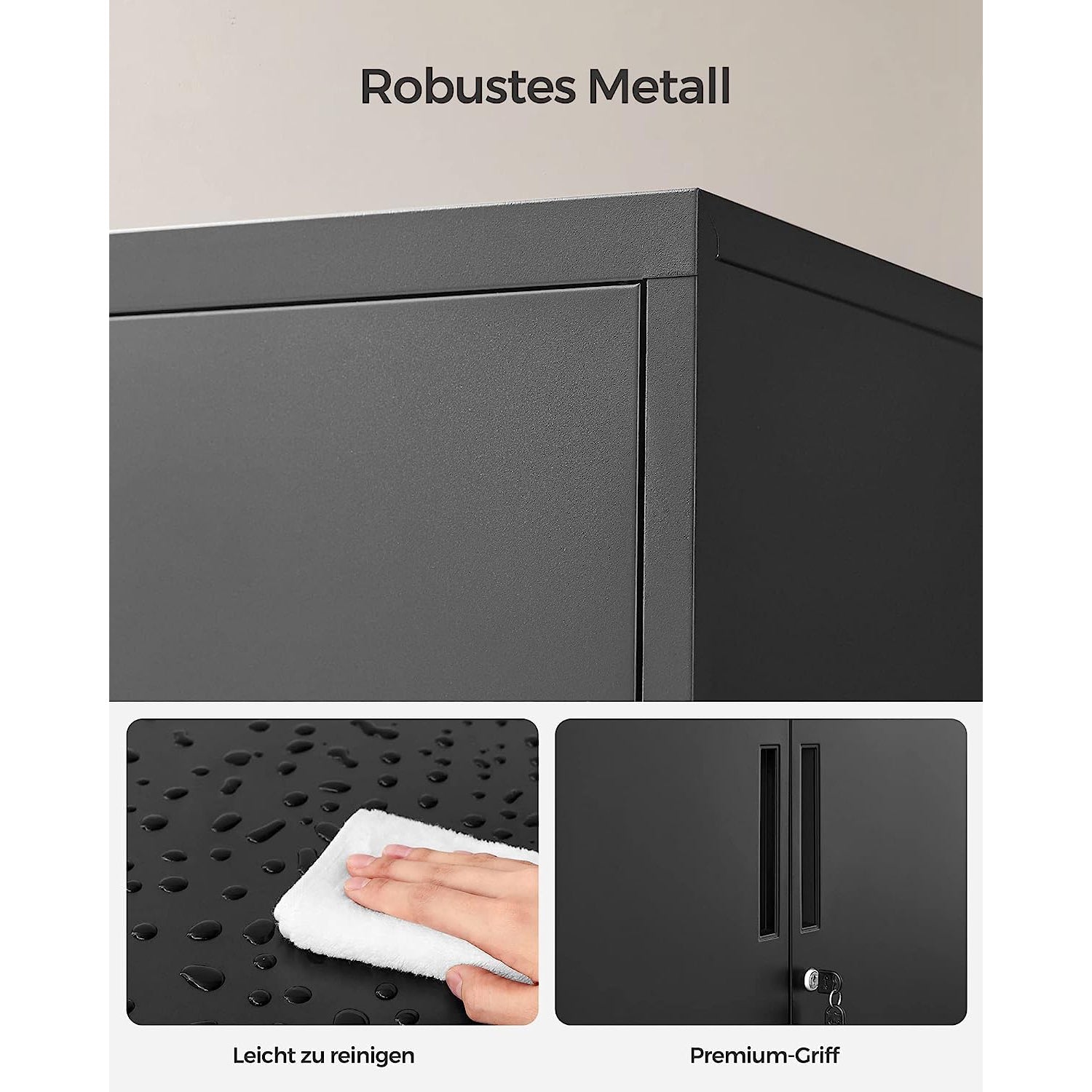 Multipurpose Cabinet – Steel – Black – Lockable with Shelves