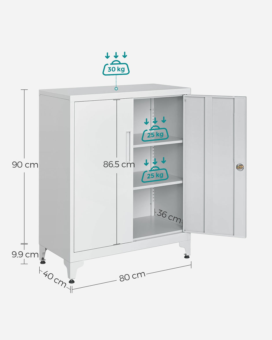 Office Cabinet – Steel – Black – Lockable with Deep Storage and Shelves