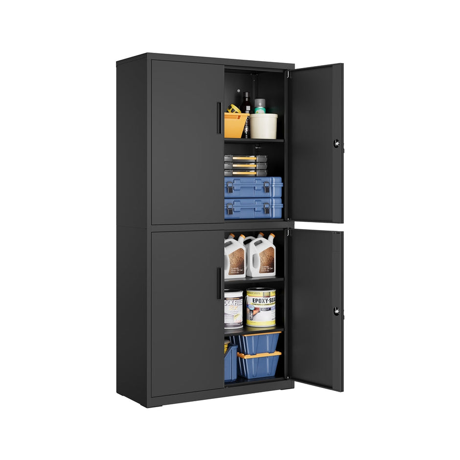 File Cabinet – Steel – Black – Lockable with Shelves