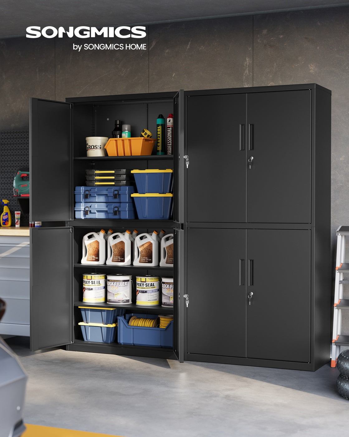 File Cabinet – Steel – Black – Lockable with Shelves