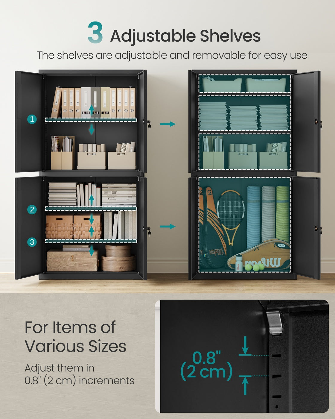 File Cabinet – Steel – Black – Lockable with Shelves