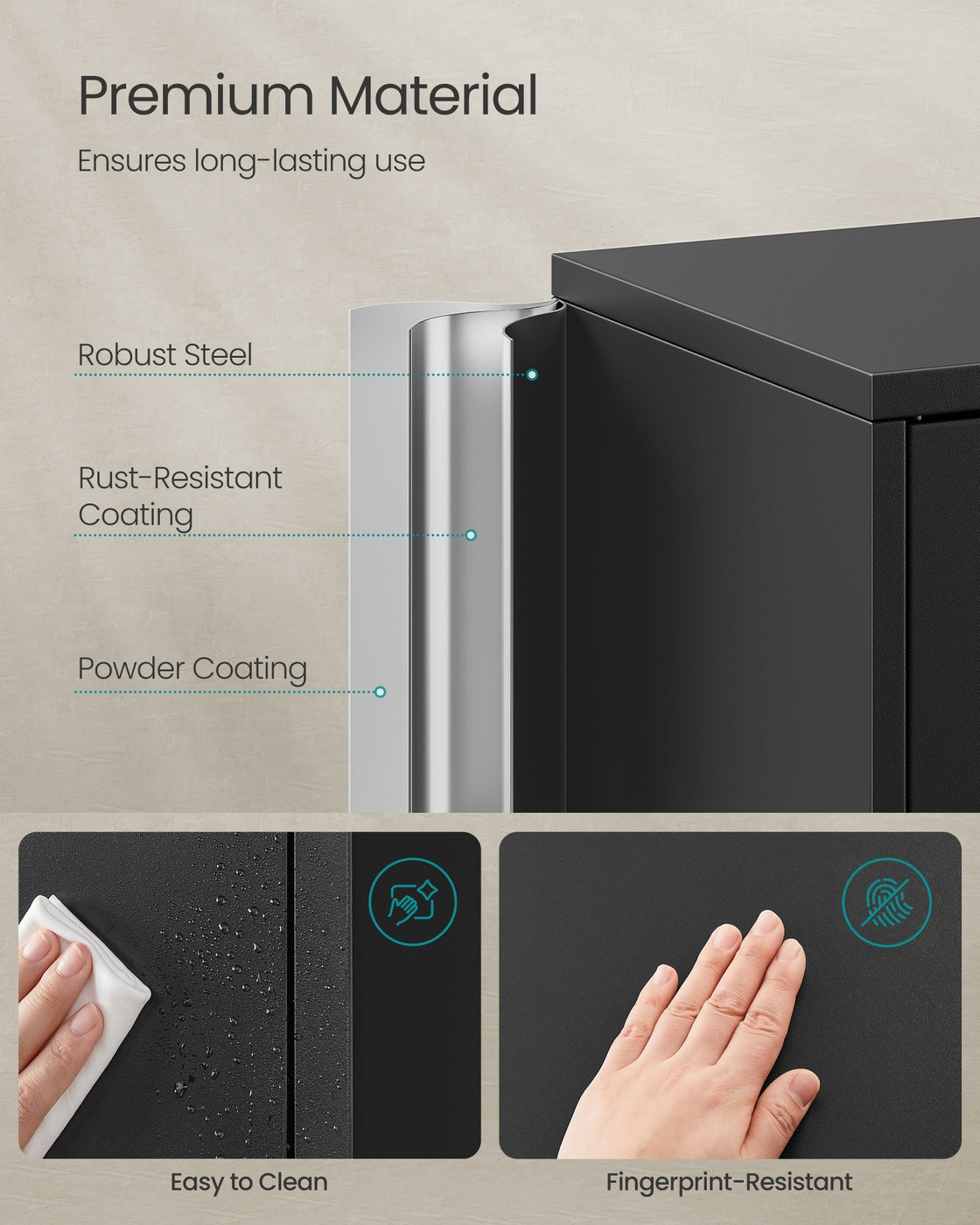 File Cabinet – Steel – Black – Lockable with Shelves
