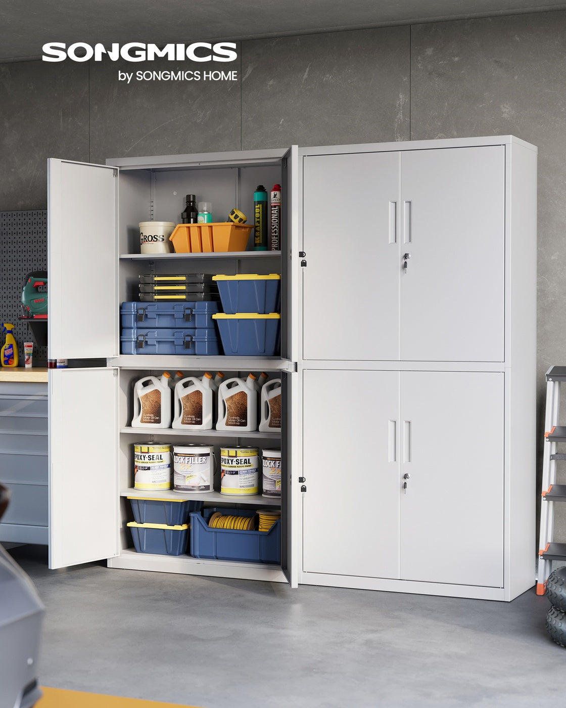 Metal Storage Cabinet – Steel – Black – Lockable with Shelves