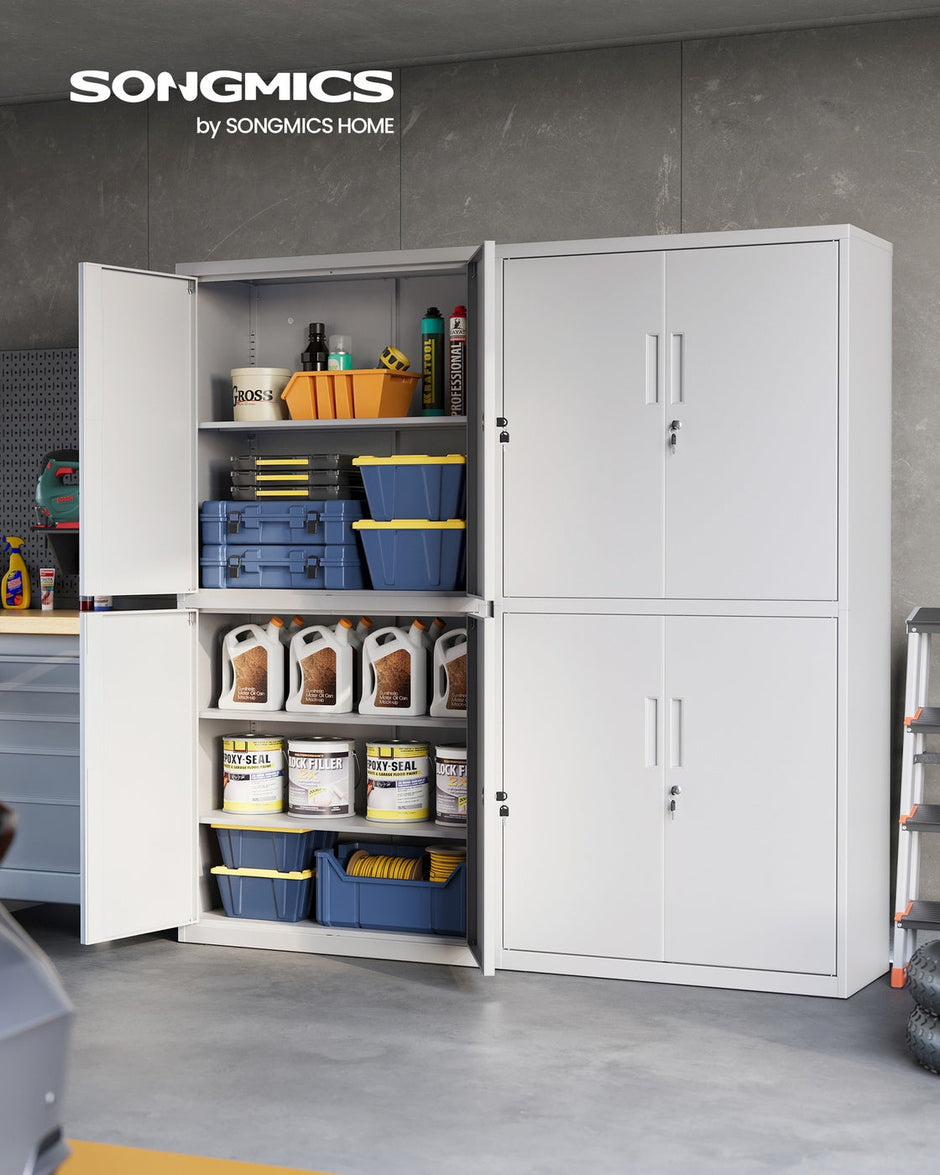 Metal Storage Cabinet – Steel – Black – Lockable with Shelves