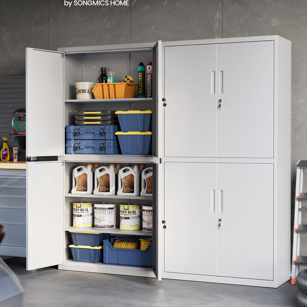 Metal Storage Cabinet – Steel – Black – Lockable with Shelves