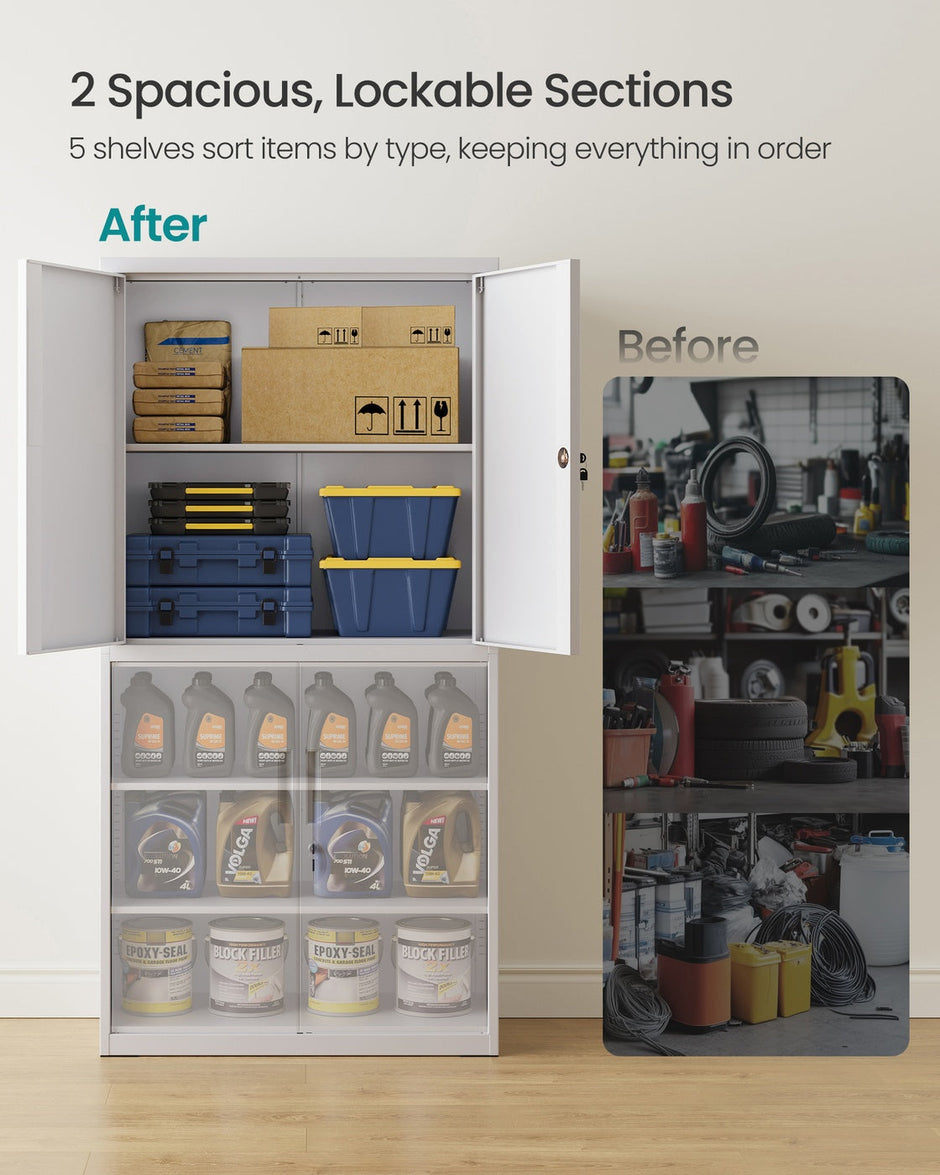 Metal Storage Cabinet – Steel – Black – Lockable with Shelves