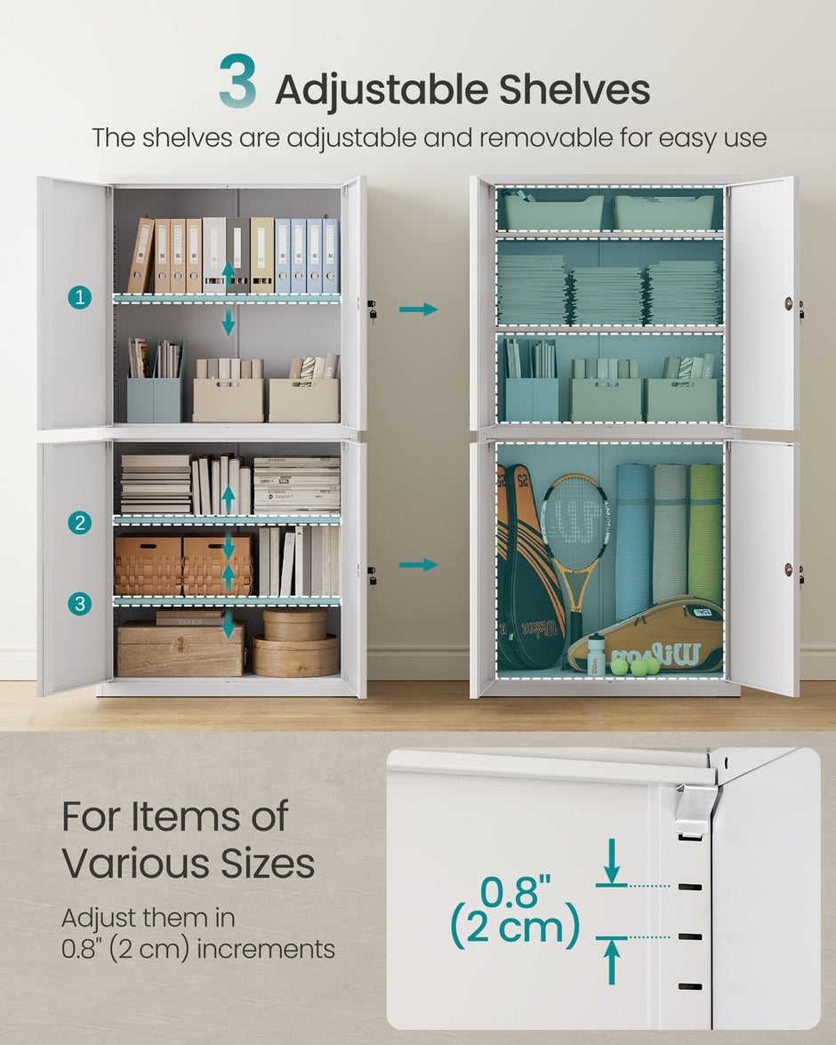 Metal Storage Cabinet – Steel – Black – Lockable with Shelves
