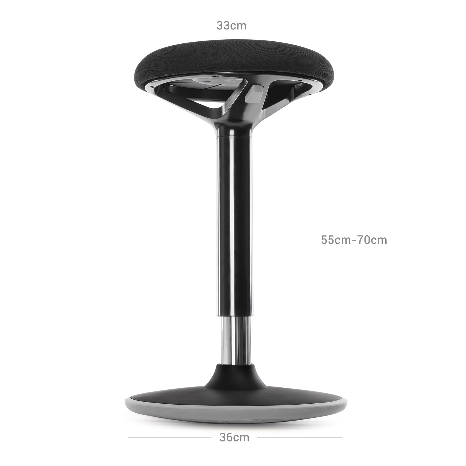 Standing Stool – Aluminum – Black – Adjustable Height 55-70 cm, No Assembly Required