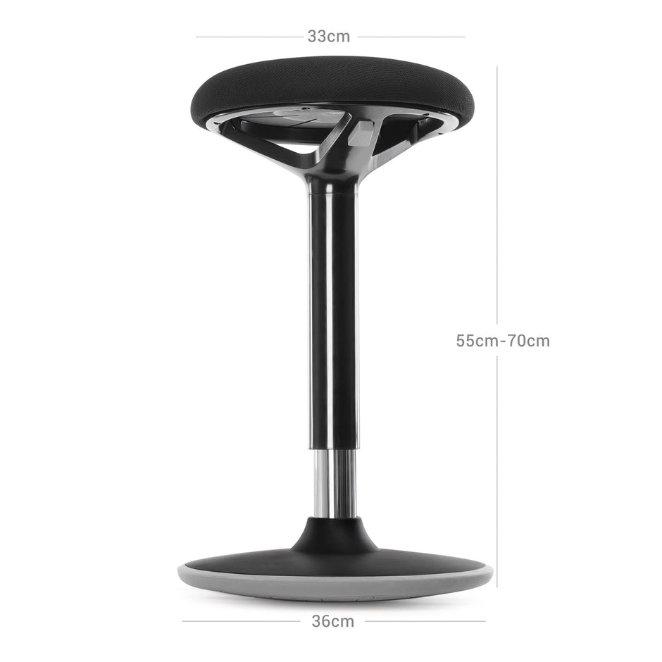 Standing Stool – Aluminum – Black – Adjustable Height 55-70 cm, No Assembly Required