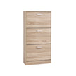 Shoe Cabinet – Wood – Oak – 3-Tier Design with Flip Doors
