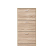 Shoe Cabinet – Wood – Oak – 3-Tier Design with Flip Doors