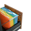 L-Shaped Office Desk – Wood and Metal – Rustic Brown and Black – Space-Saving with Cupboard and Hanging File Cabinet