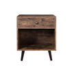 End Table – Pinewood – Rustic Brown – Nightstand with Drawer and Open Compartment