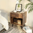 End Table – Pinewood – Rustic Brown – Nightstand with Drawer and Open Compartment